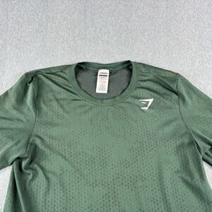 Gymshark Sport Seamless T-Shirt Mens Large Green Slim Fit Short Sleeve